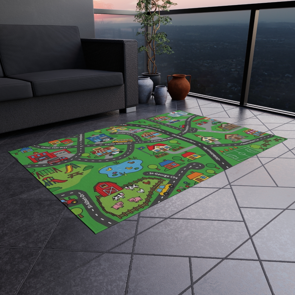 Indoor play mat in a child's room